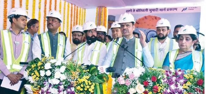 Chief Minister Devendra Fadnavis, Deputy Chief Minister Eknath Shinde and Sunetra Pawar